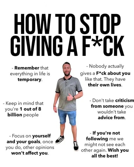 How to stop caring - meme