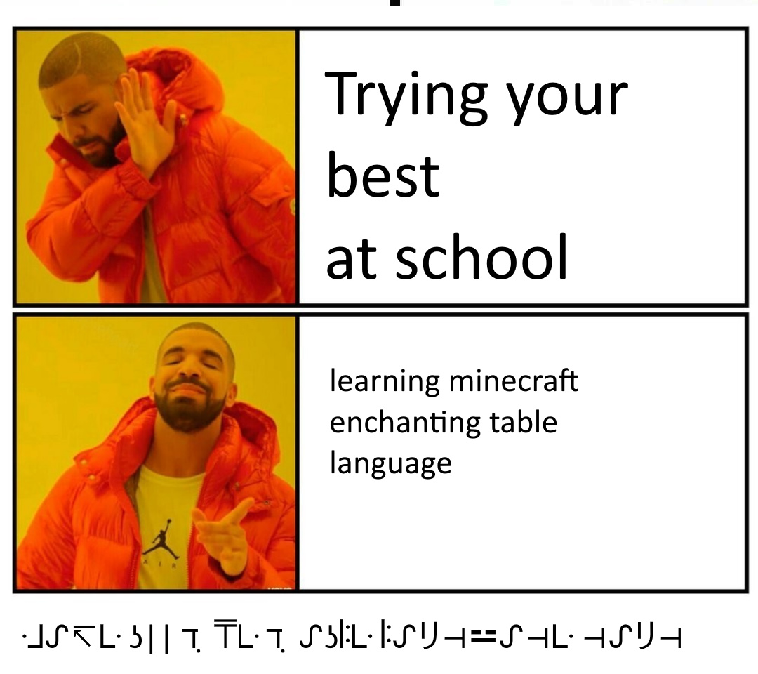 Minecraft enchanting table language - meme