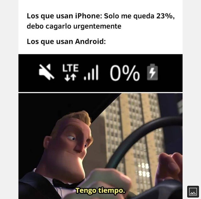 iPhone vs android en batería - meme