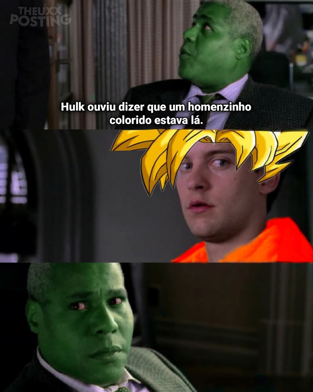 Hulk gostar de homenzinho colorido - meme