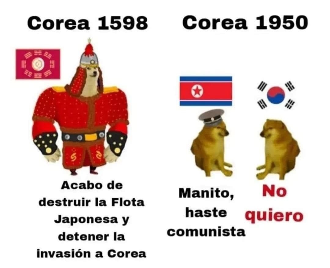 Corea antigua vs Coreas ahora - meme