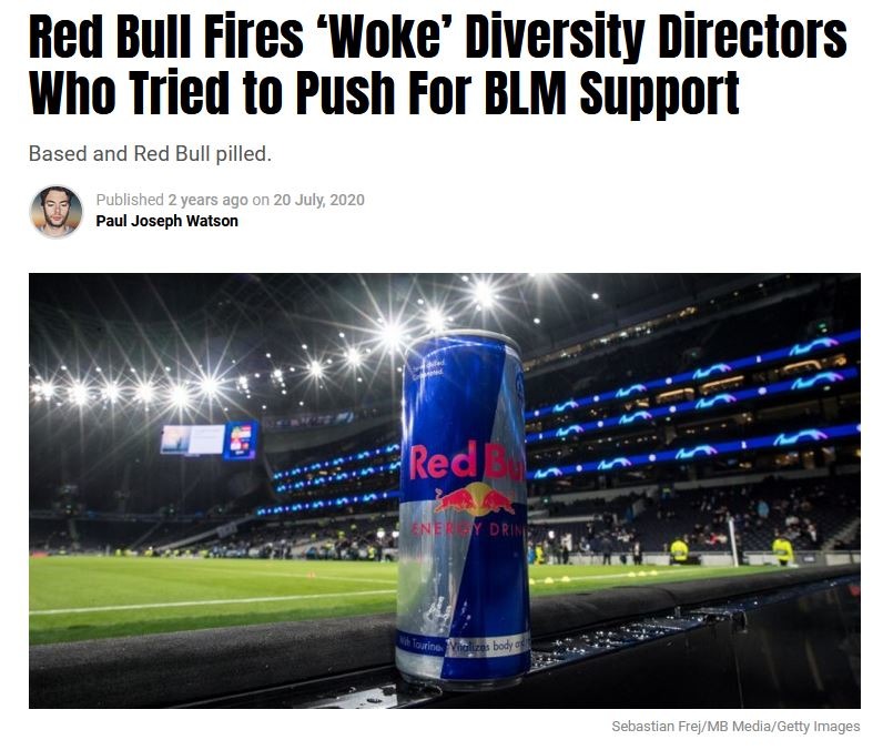 Red Bull fired directors who were supporters of BLM - meme