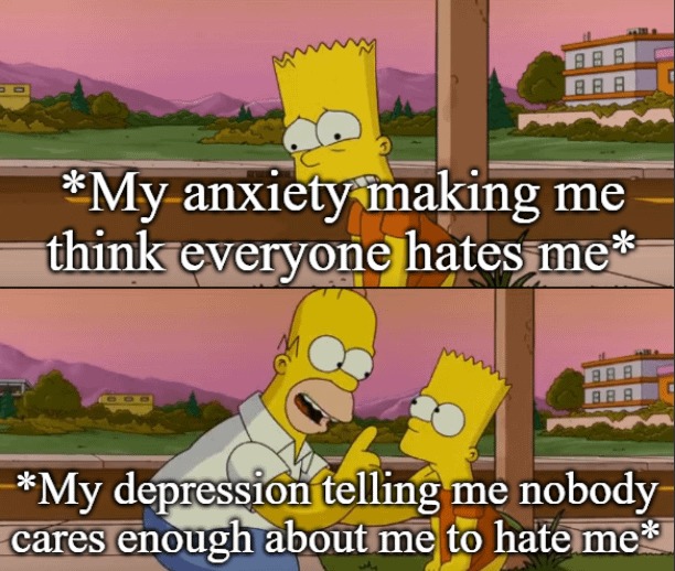 Depression vs anxiety - meme