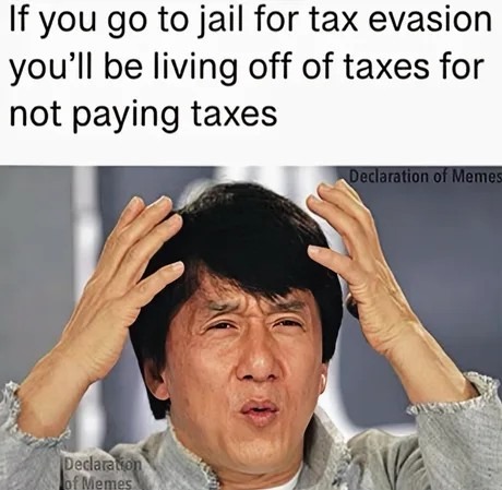 Living off taxes because I didn’t pay them... genius - meme
