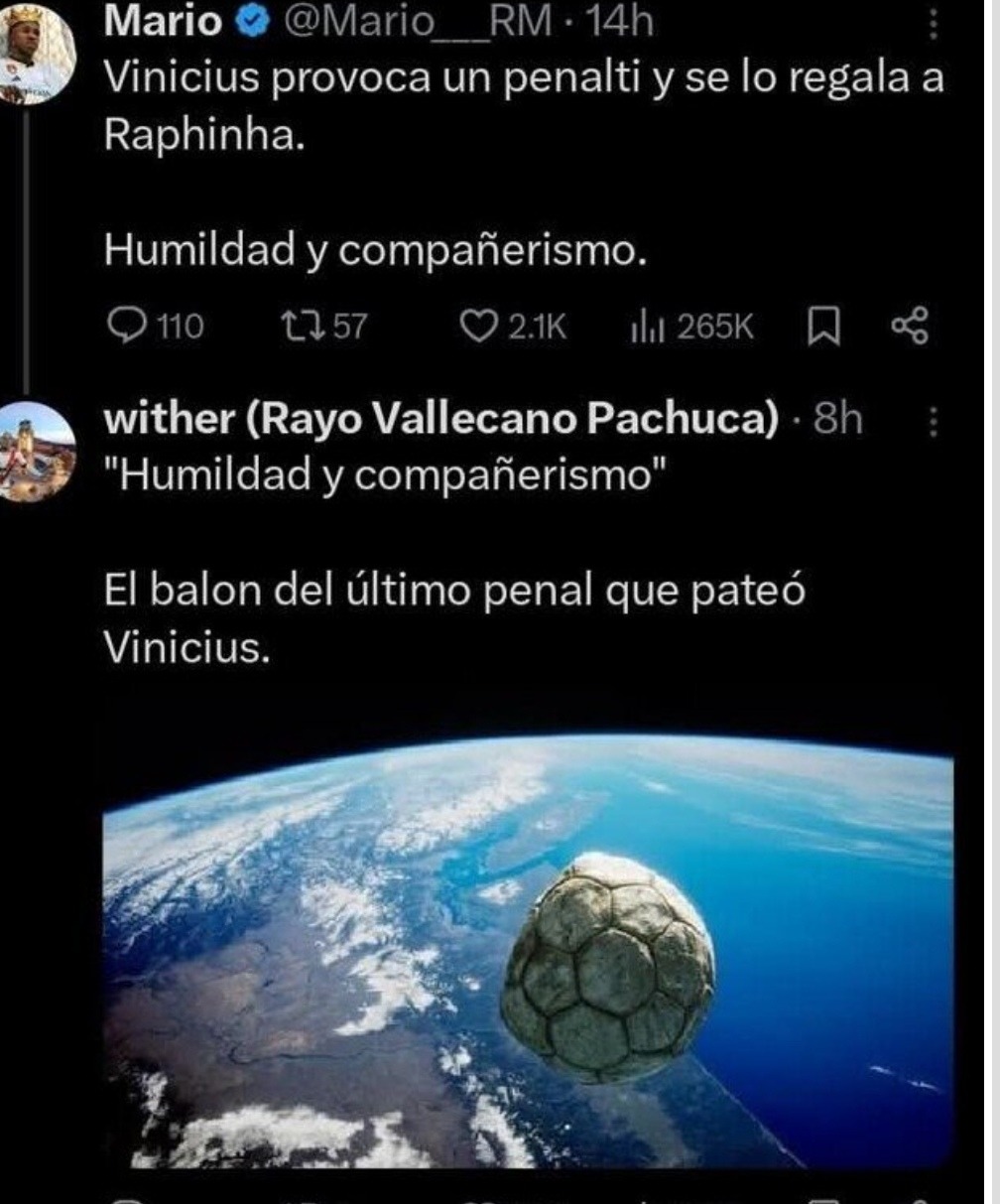 Vinicius cede el penalti. Pero tú no dejas ni el cargador - meme