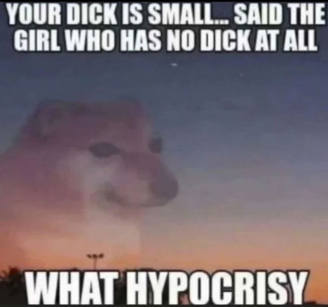 ﻿YOUR DICK IS SMALL_ SAID THE GIRL WHO HAS NO DICK AT ALL WHAT HYPOCRISY