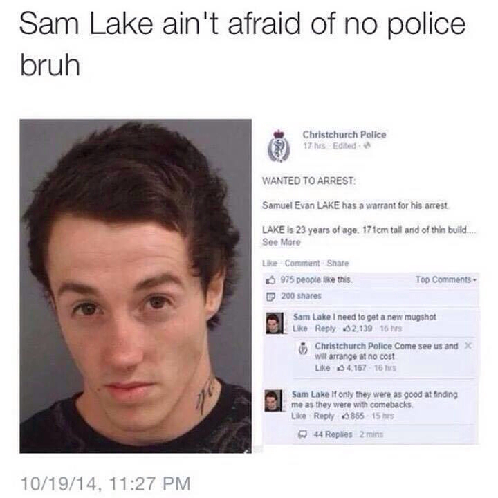 Sam Lake ain't scared of shit - meme
