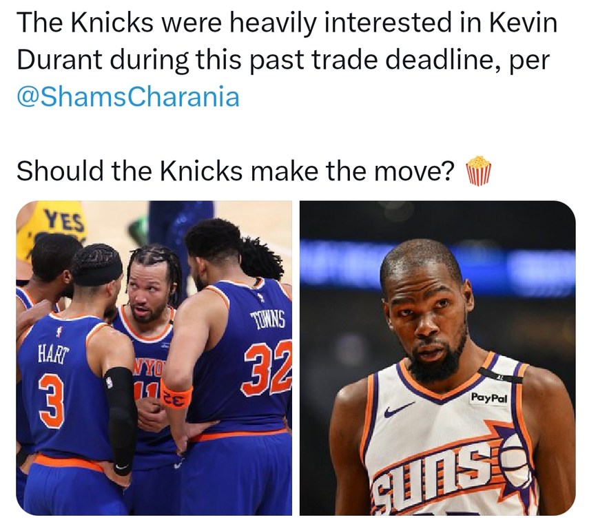 Knicks were cooking up a KD trade plan - meme