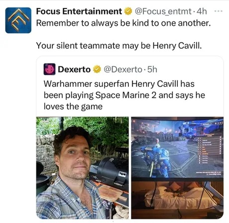 Henry Cavill loves Space marine 2 - meme