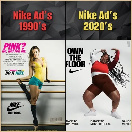 Nike Ads in the 90s vs now - meme