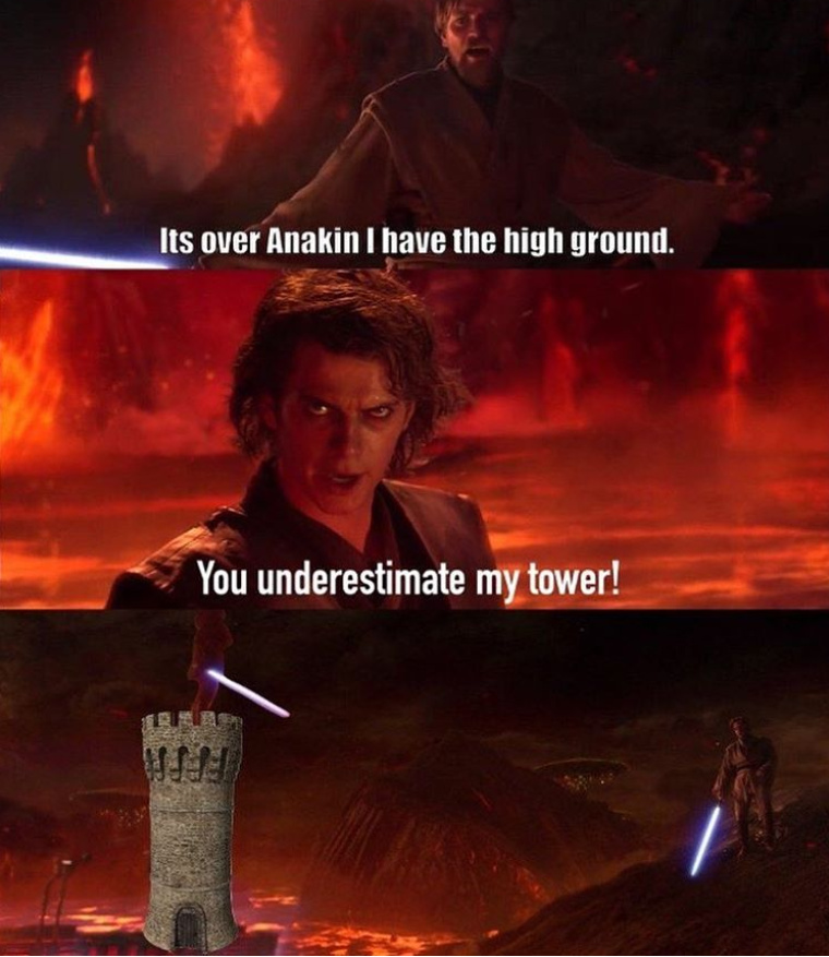 You underestimate my tower - meme