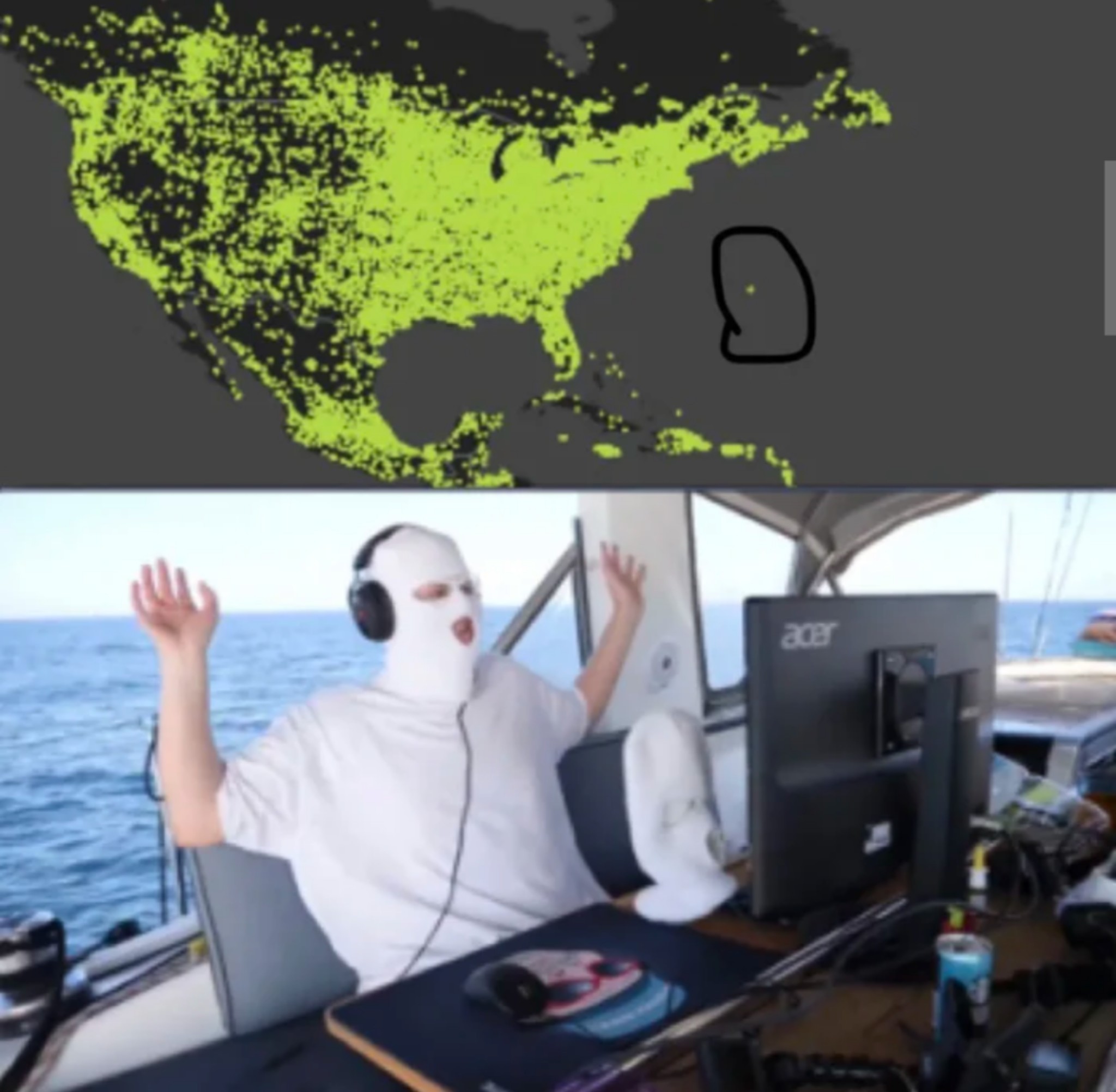 The guy using steam in the Atlantic - meme