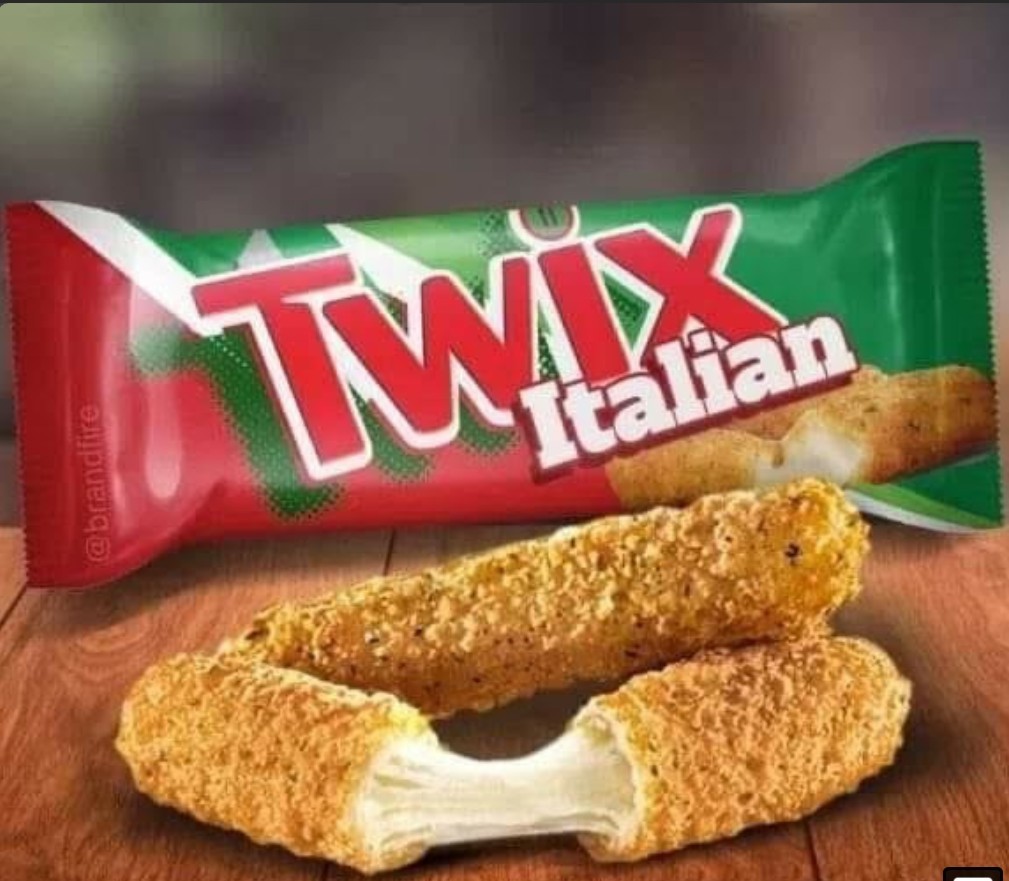 Mozzarella sticks are just Italian twix - meme