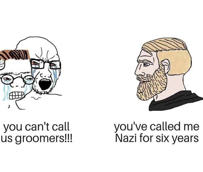 Peak groomer hypocrisy - meme
