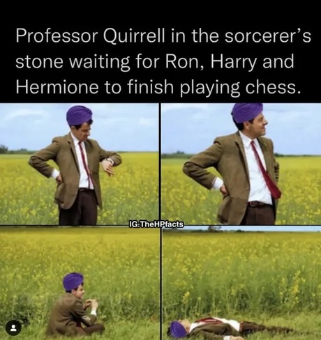 Professor Quirrel waiting - meme