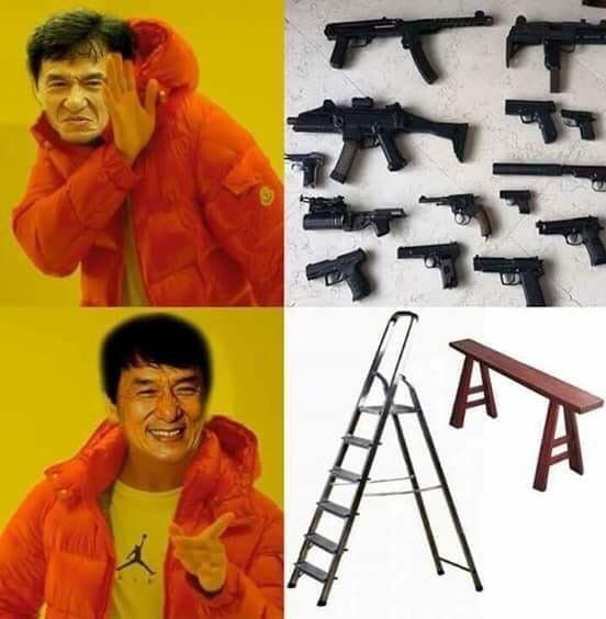 I could choose an armory or a ladder and a bench hhhmmmm ladder and bench - meme