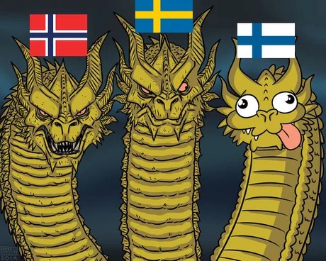 meme de los dragones mirando a finlandia en eurovisión 2023