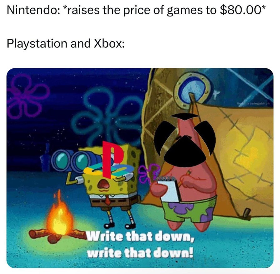 Nintendo sets the price and everyone follows - meme