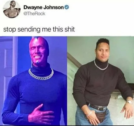 Vision cosplaying The Rock - meme