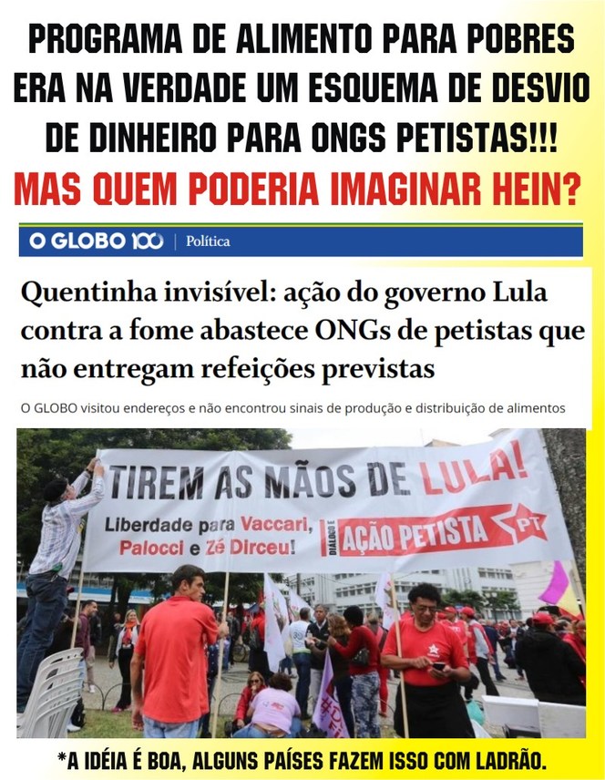 quem diria, pareciam tao honestos querendo ajudar os pobres... - meme