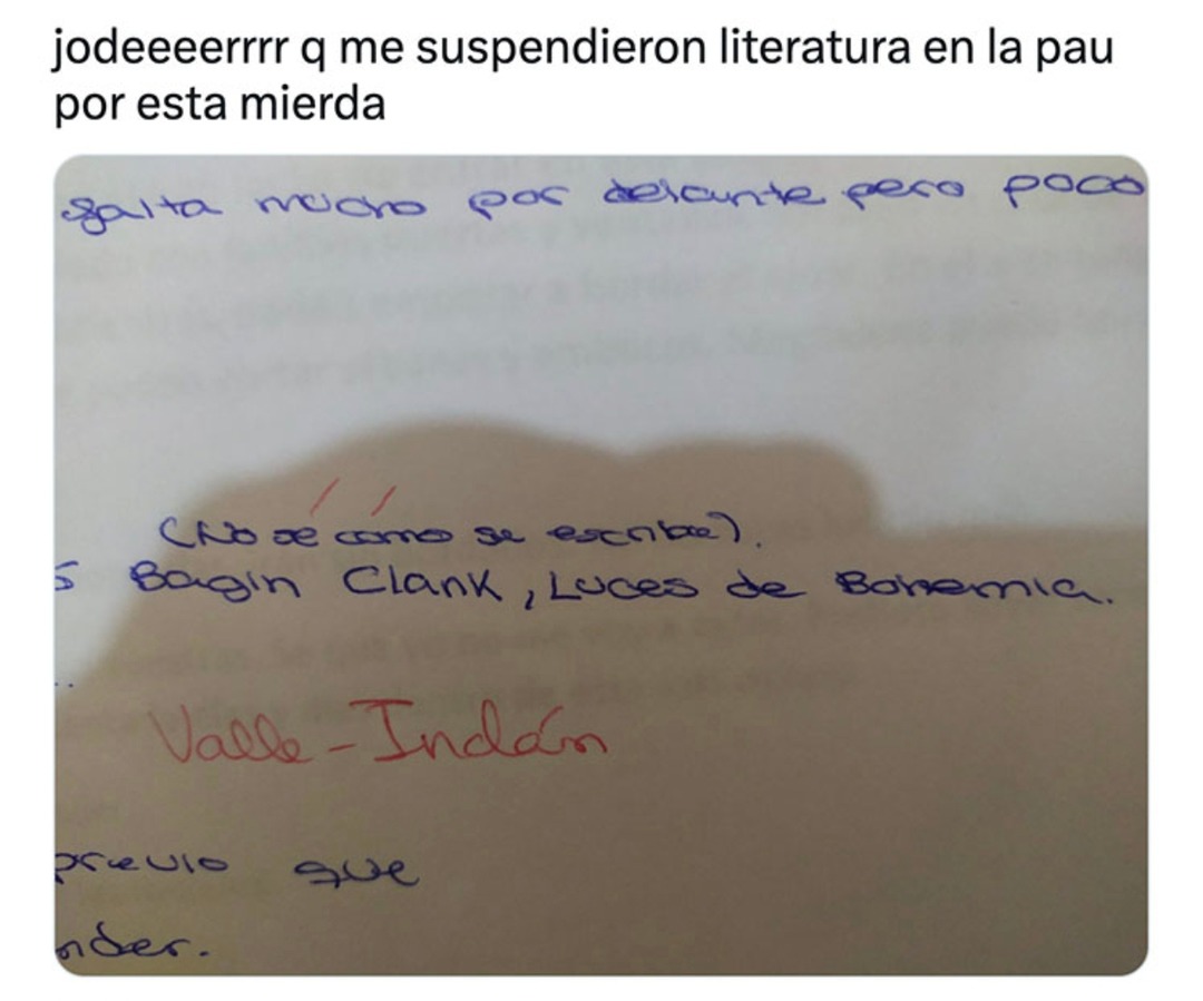 me suspendieron literatura en la pau por esta joya - meme