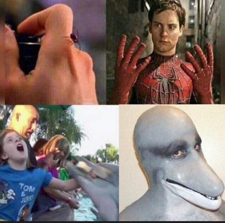 El Hombre delfín vs el hombre araña - meme