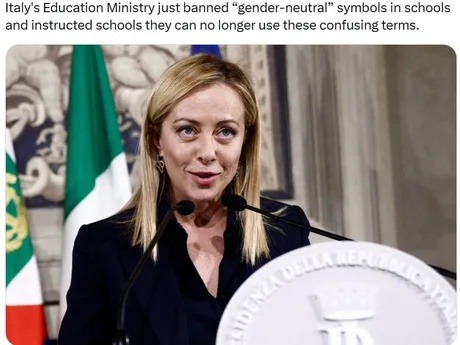 Italy bans gender-neutral terms in schools because why not - meme