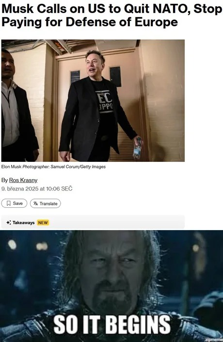 Musk calls on US to quit NATO - meme