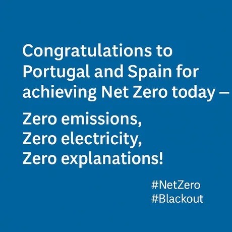 Congrats Portugal and Spain for unlocking Net Zero power AND Net Zero lights - meme