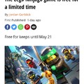 Hey mods let this pass everyone should know about the free game, until may 21st