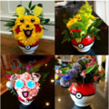 Made some pokemon characters out of flowers