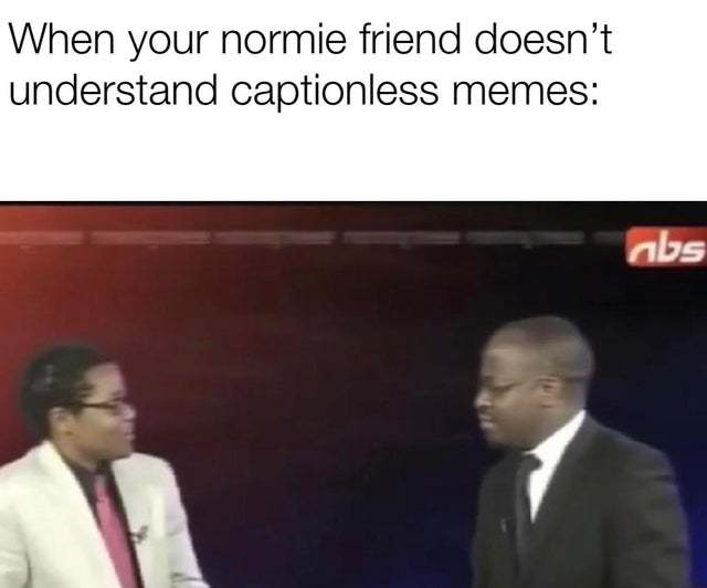 When your normie friend doesn't understand captionless memes