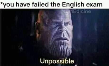 "Você falhou no exame de inglês" - meme