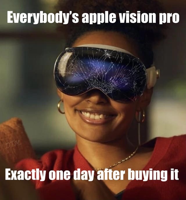 Everybody's apple vision pro one day after buying it - meme