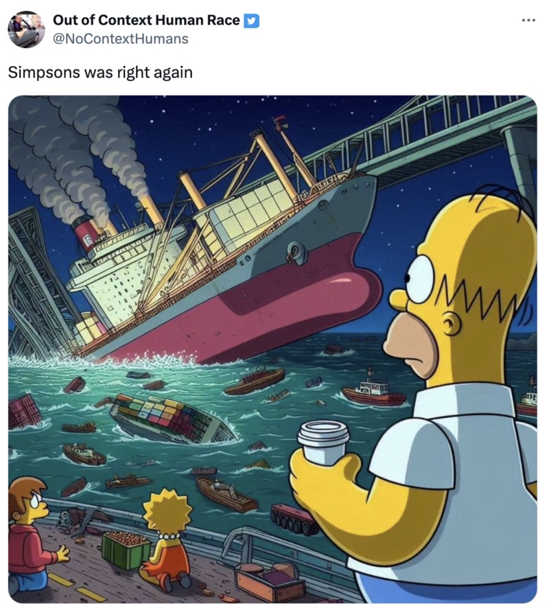 The Simpsons knew about the Francis Scott Key Bridge collapse - meme