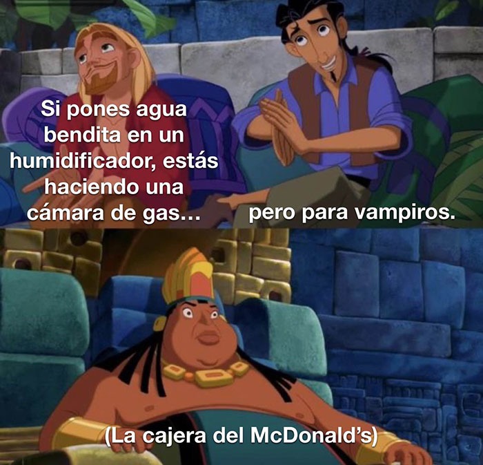 Humidificador + agua bendita = trampa mortal pa' vampiros - meme