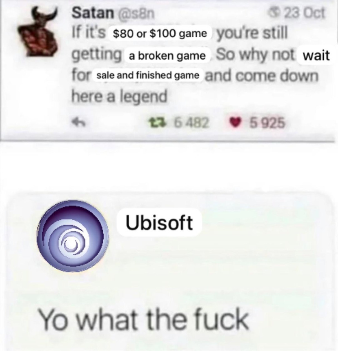 New game $80 or $100? Doesn’t matter, it's still broken - meme