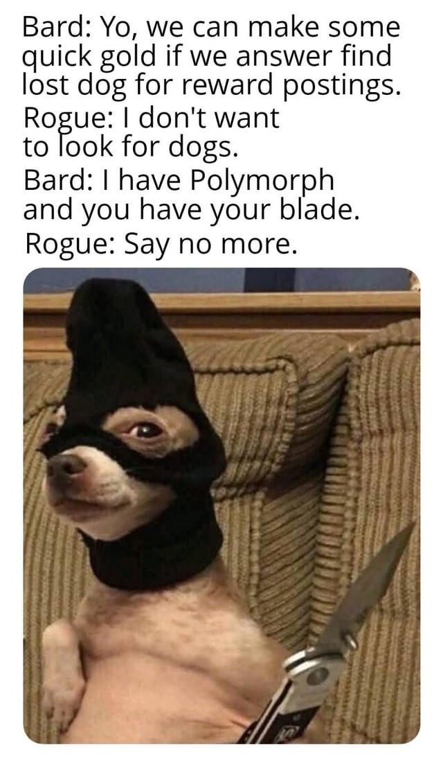 bard’s solution to everything: gold now, questions later - meme
