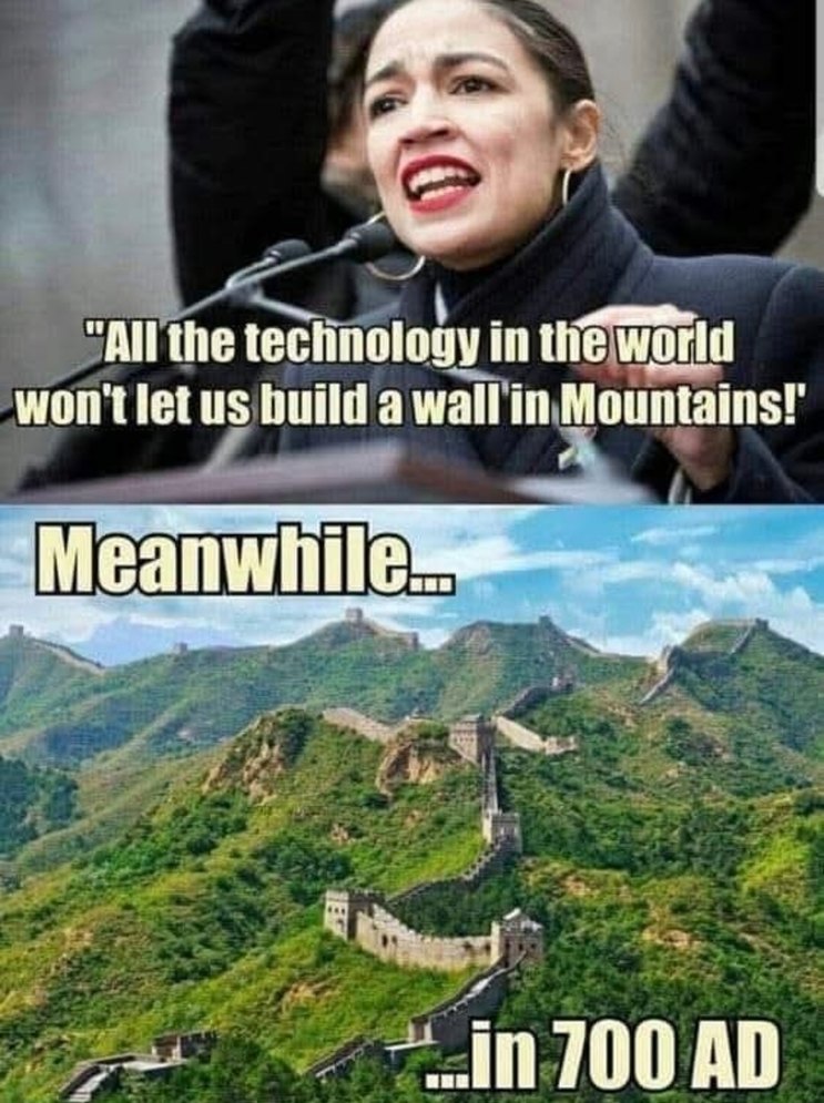 can't build a wall in the mountains? tell that to medieval dudes with sticks - meme