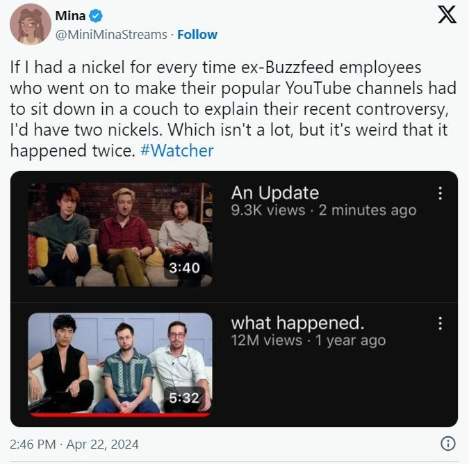 The watcher apology video meme