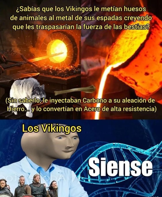 Los vikingos metían huesos a sus espadas y sin querer inventaron el acero pro - meme
