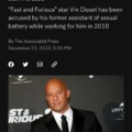 Asta Jonasson, former assistant of Vin Diesel, accused him of sexual battery