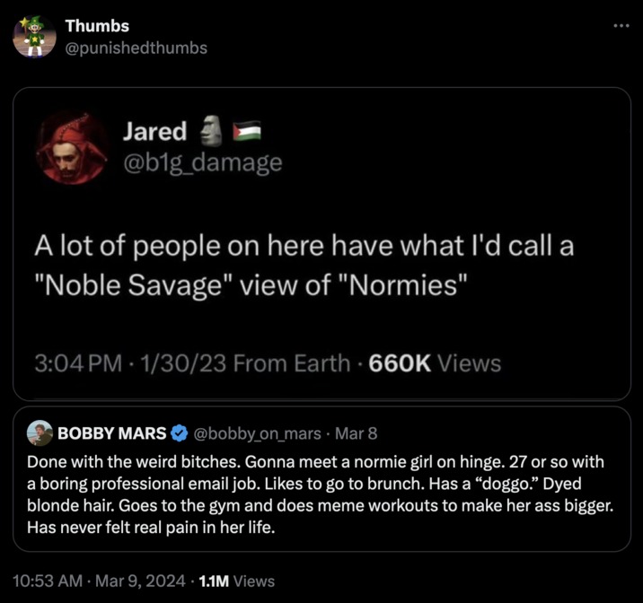 Noble savage view of normies meme