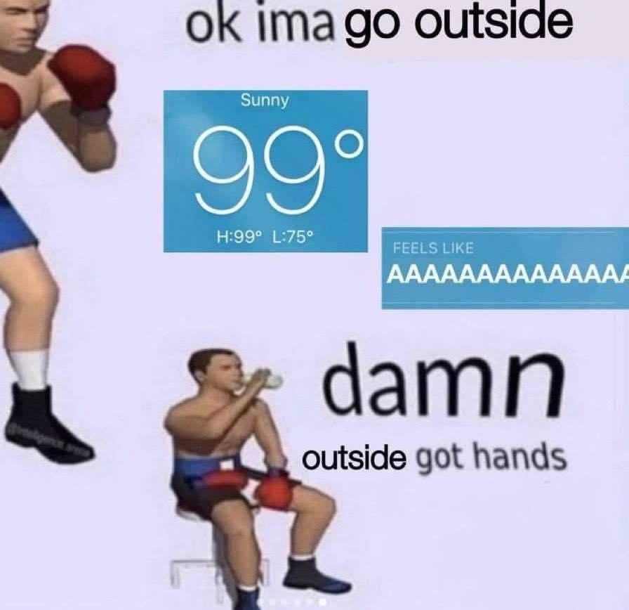Stepped outside and my hands started melting - meme