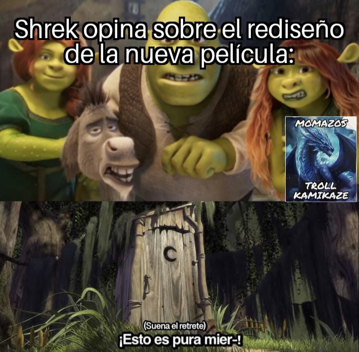 Hasta el propio Shrek odia el rediseño - meme