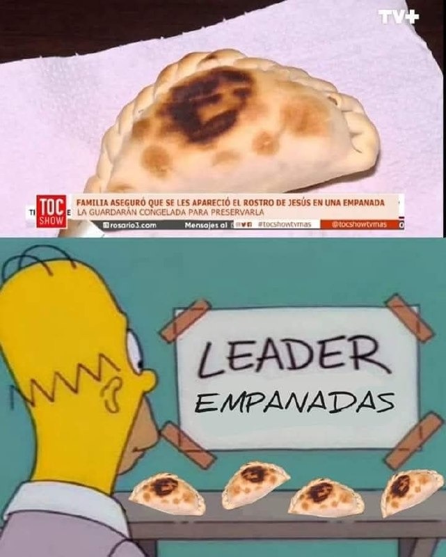 Familia dice que Jesús se les apareció en una empanada y ahora la tienen congelada como si fuera reliquia - meme