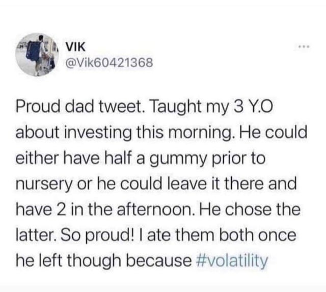 lesson about investing to his child - meme