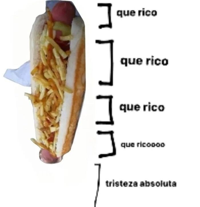 Fases del perrito caliente - meme