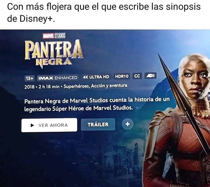 Más flojera que el que escribe sinopsis en Disney+ - meme