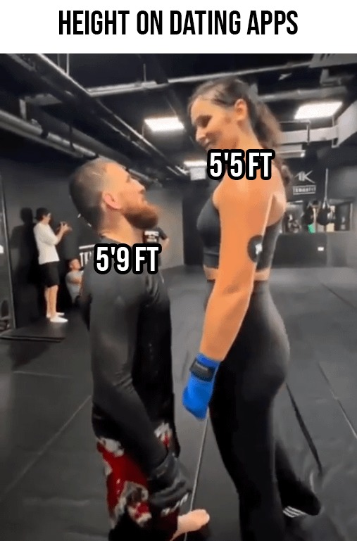 Height on dating apps - meme